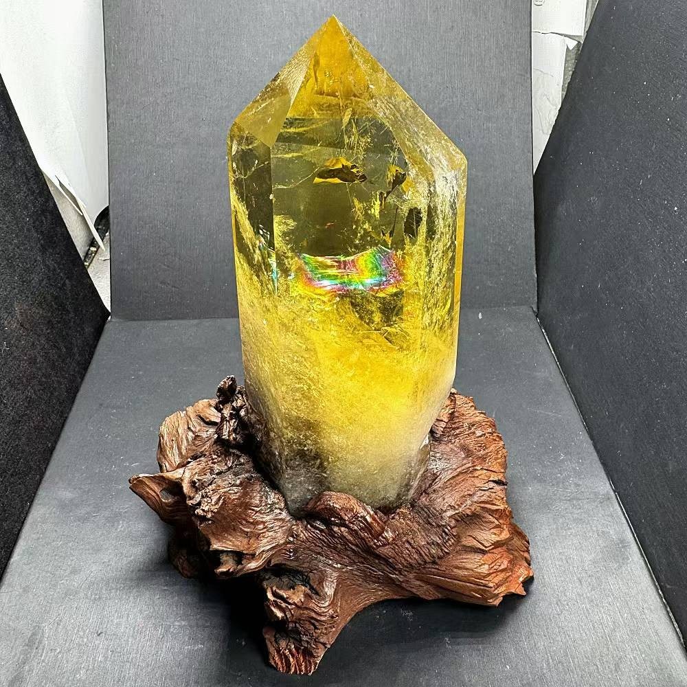 4.23LB Natural Citrine Quartz Obelisk Energy Crystal Tower Point Reiki +Stand
