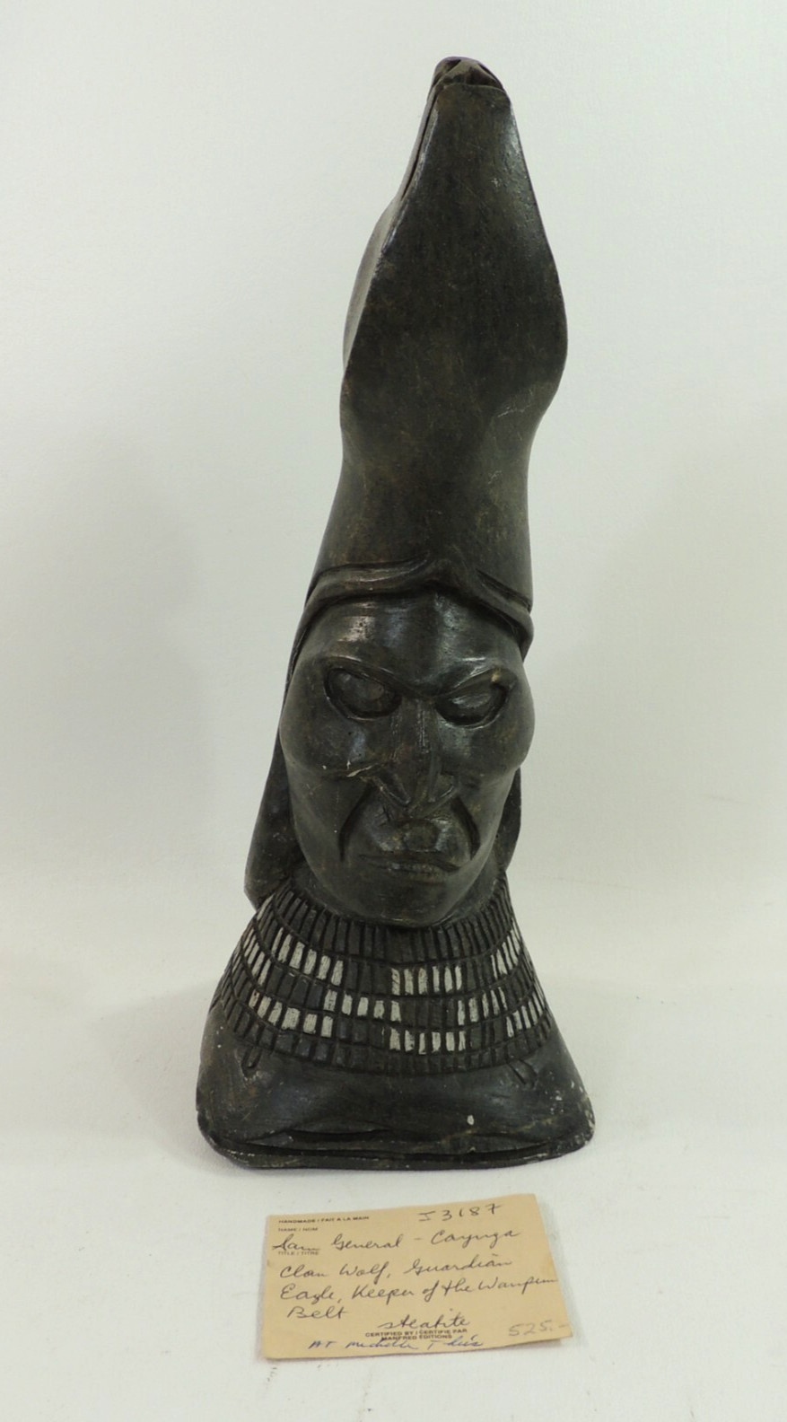 Steatite Soapstone Inuit Carving Eagle & Wolf Headdress 11 Steatite Soapstone Inuit Carving Eagle & Wolf Headdress 11