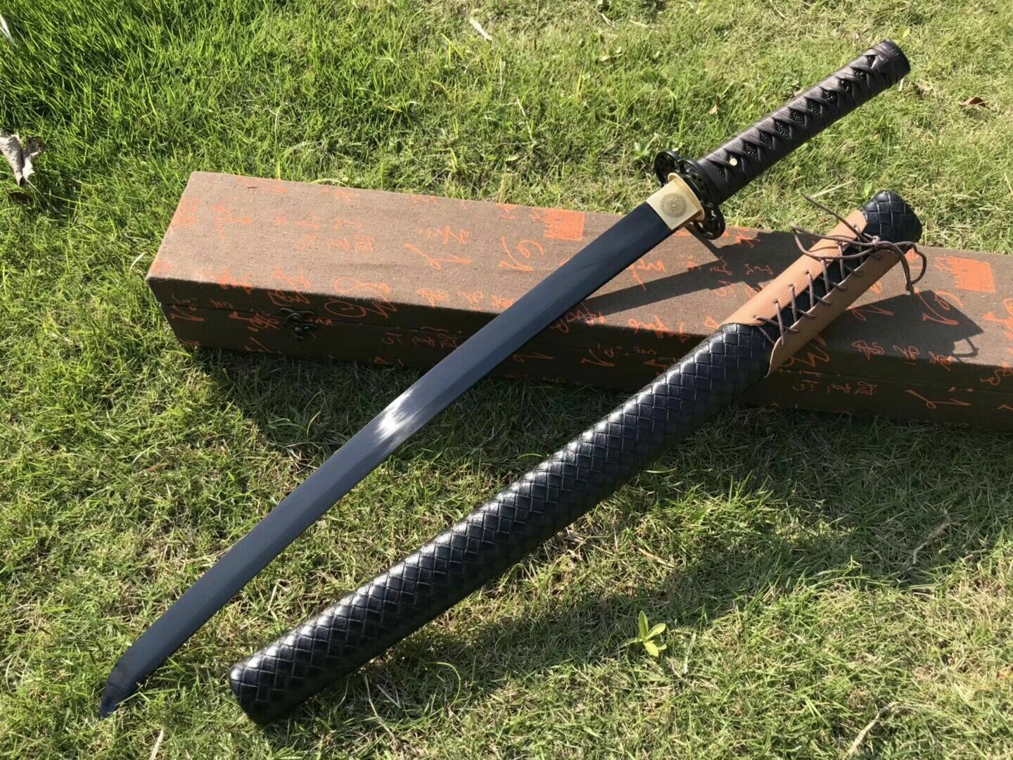 FULL TANG BALCK BLADE TRADITIONAL HAND MADE JAPANESE SAMURAI WAKIZASHI SWORD