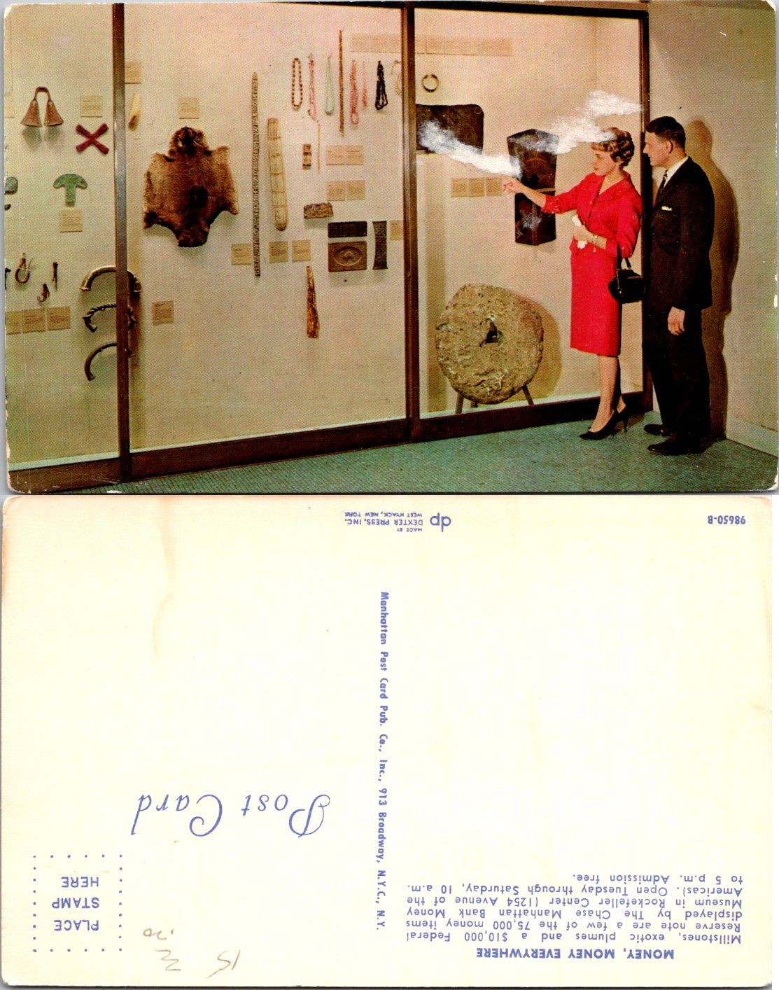 Vintage Museum Exhibit Postcard Dexter Press Manhattan Post Card Pub Unposted