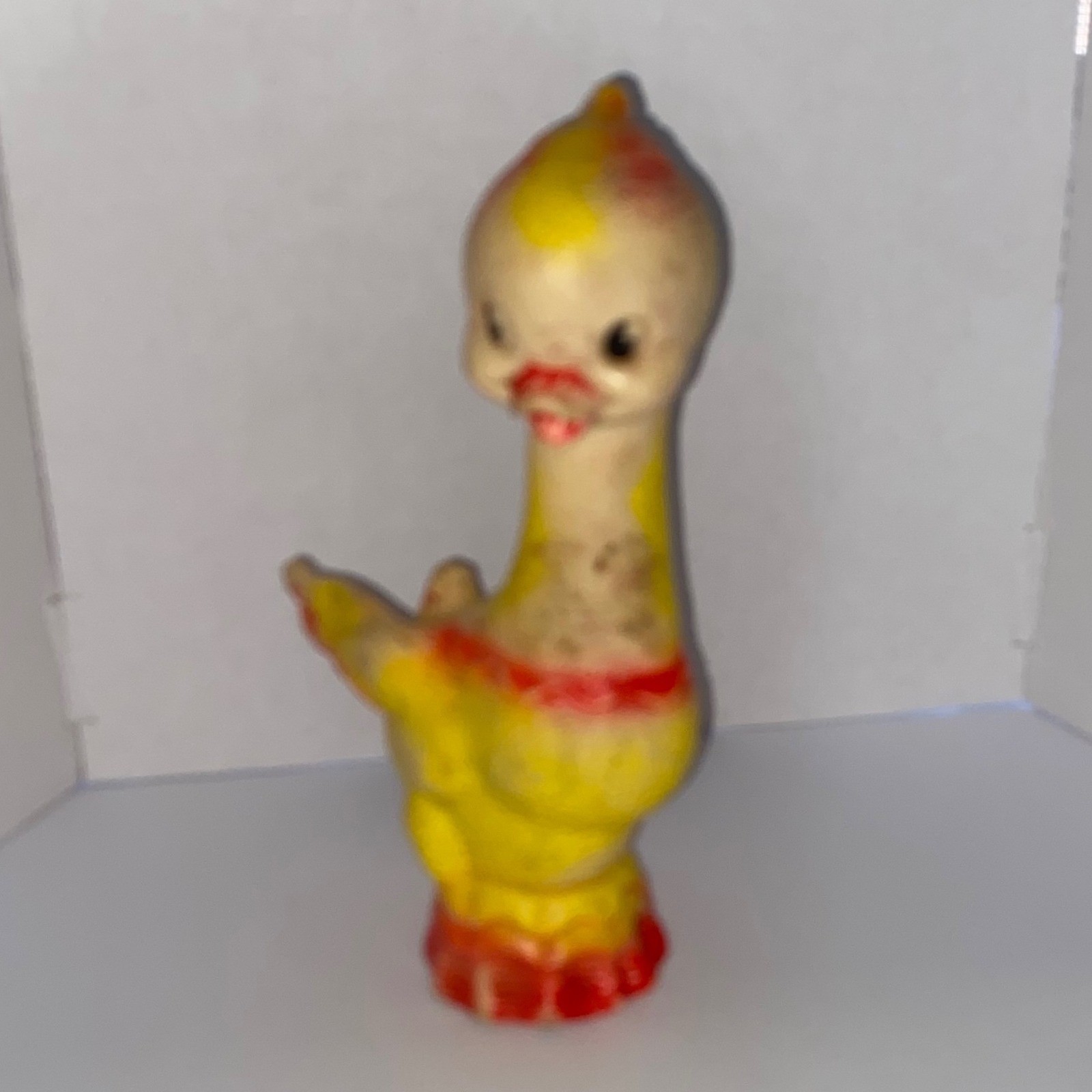 Vintage Rubber Squeak Toy Yellow Duck Chick Anthropomorphic Mid Century Retro