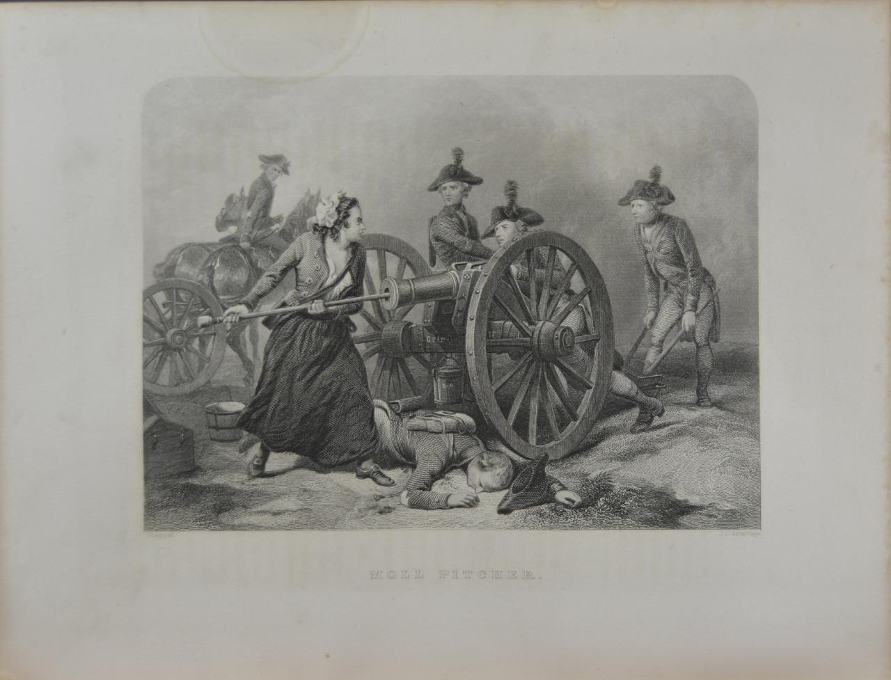 Antique American Revolutionary War Molly Pitcher 1878 Original Engraving Antique American Revolutionary War Molly Pitcher 1878 Original Engraving