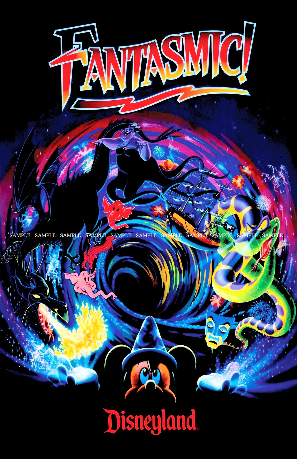 1992 Disneyland Fantasmic Night Time Spectacular Poster 11 x 17 Attraction 1992 Disneyland Fantasmic Night Time Spectacular Poster 11 x 17 Attraction