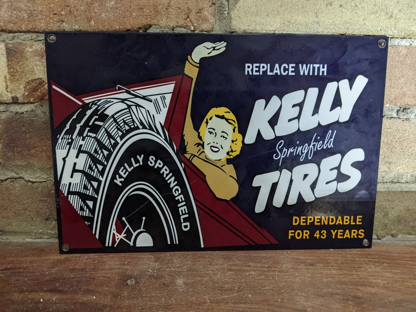 VINTAGE KELLY SPRINGFIELD TIRES PORCELAIN ADVERTISING SIGN TIRE 12 VINTAGE KELLY SPRINGFIELD TIRES PORCELAIN ADVERTISING SIGN TIRE 12
