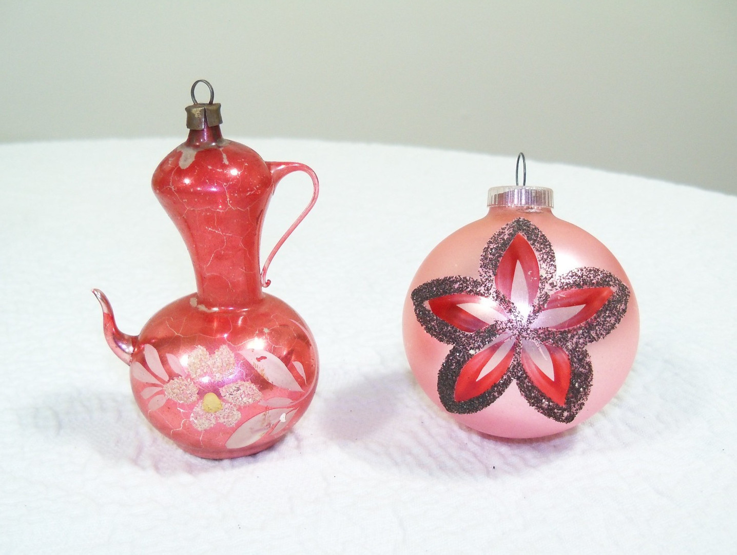 Vintage Glass Christmas Ornaments, Lot of 2