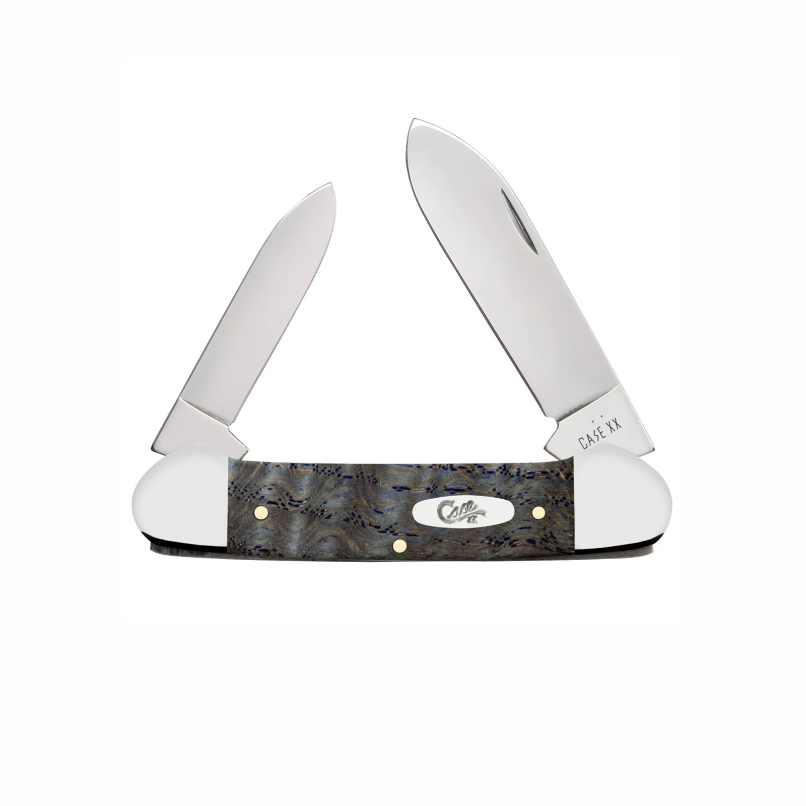 Case XX 2026 Smooth Blue Curly Oak Wood 47496 Stainless Canoe Pocket Knife Case XX 2026 Smooth Blue Curly Oak Wood 47496 Stainless Canoe Pocket Knife