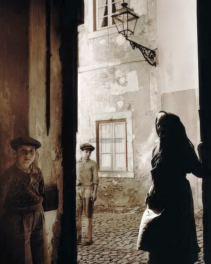 Lisbon Portugal Elderly Woman with Children 8x10 Glossy Photo Print HT4136402