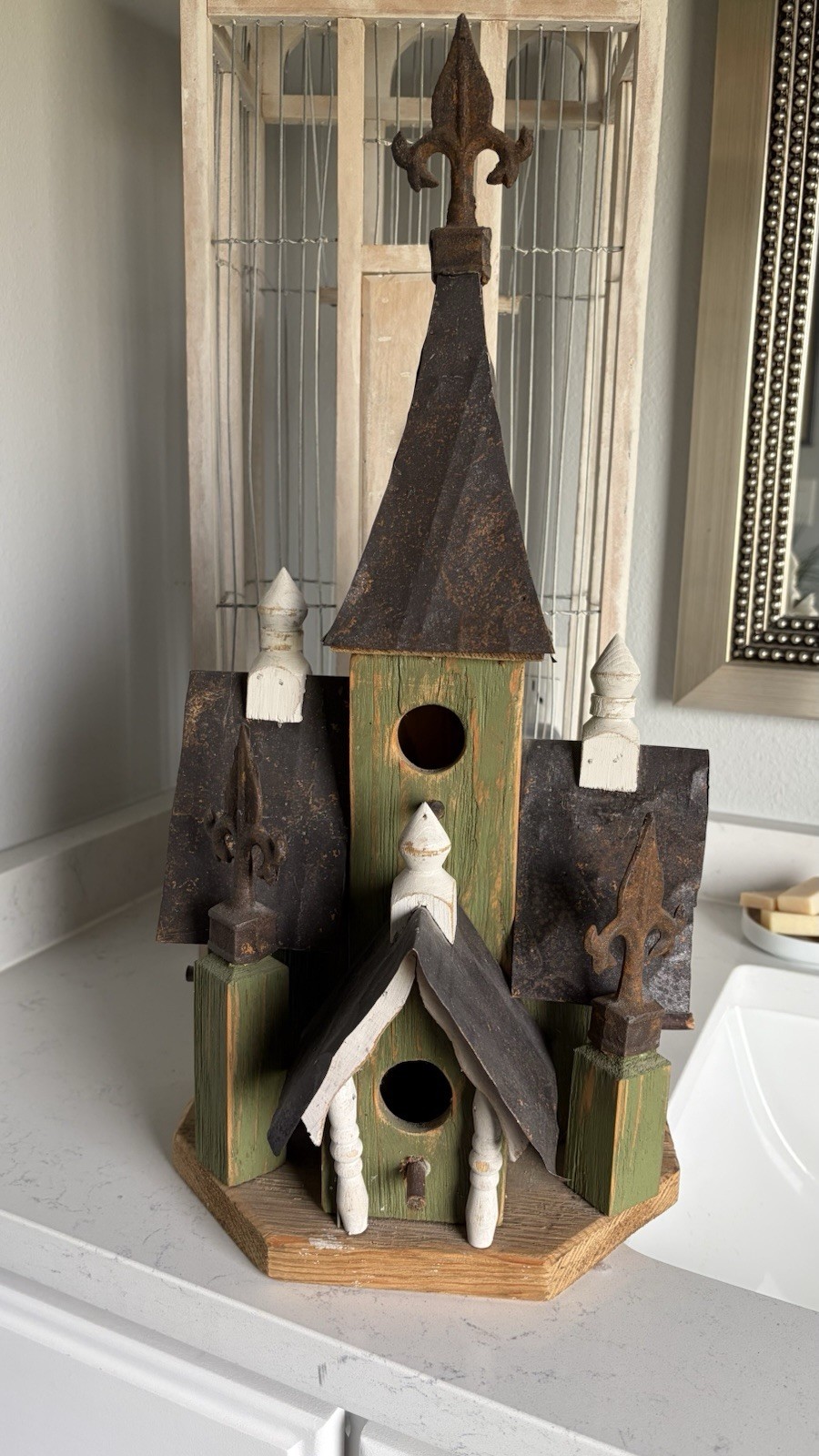 Beautiful Vintage Victorian Wooden Birdcage/Bird House, Cage, Mansion - 19”x 10”