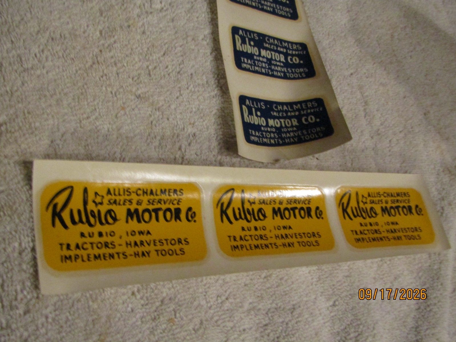 Vintage Rubio Motor Iowa Allis-Chalmers Sales Tractors Harvestors 2 Sets Decals