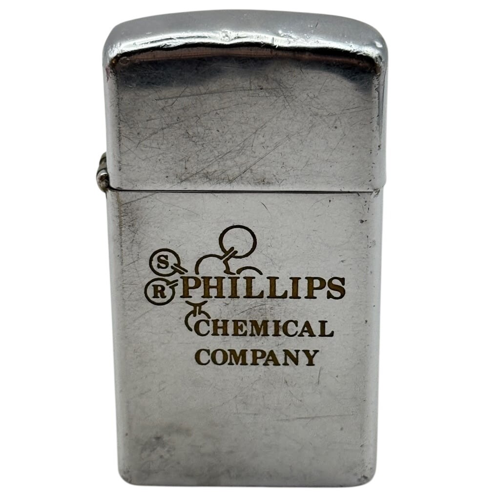 1969 Zippo Slim Phillips Chemical Company Chrome Advertising Lighter For Repair 1969 Zippo Slim Phillips Chemical Company Chrome Advertising Lighter For Repair