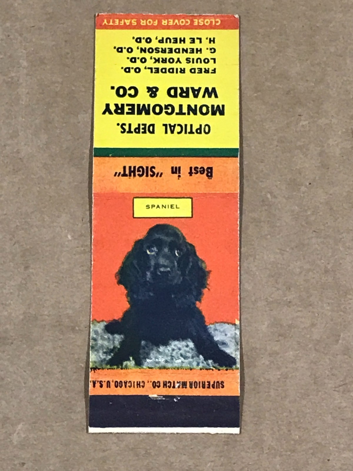 Vintage Montgomery Ward & Co. Optical Service - Matchcover, Matchbook Vintage Montgomery Ward & Co. Optical Service - Matchcover, Matchbook