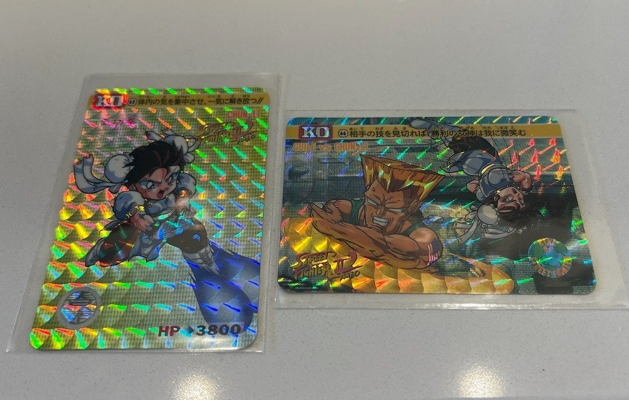 1993 Bandai Capcom STREET FIGHTER Carddass CHUN-LI GUILE Holo Prism 2 Card Lot