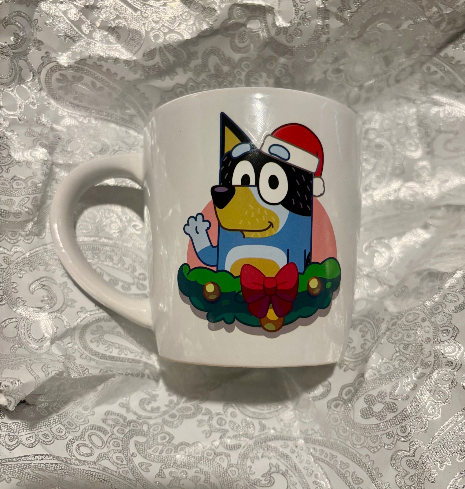 Bluey Ceramic Holiday Mug Bluey Santa Festive Christmas “The Bandit” by Galerie