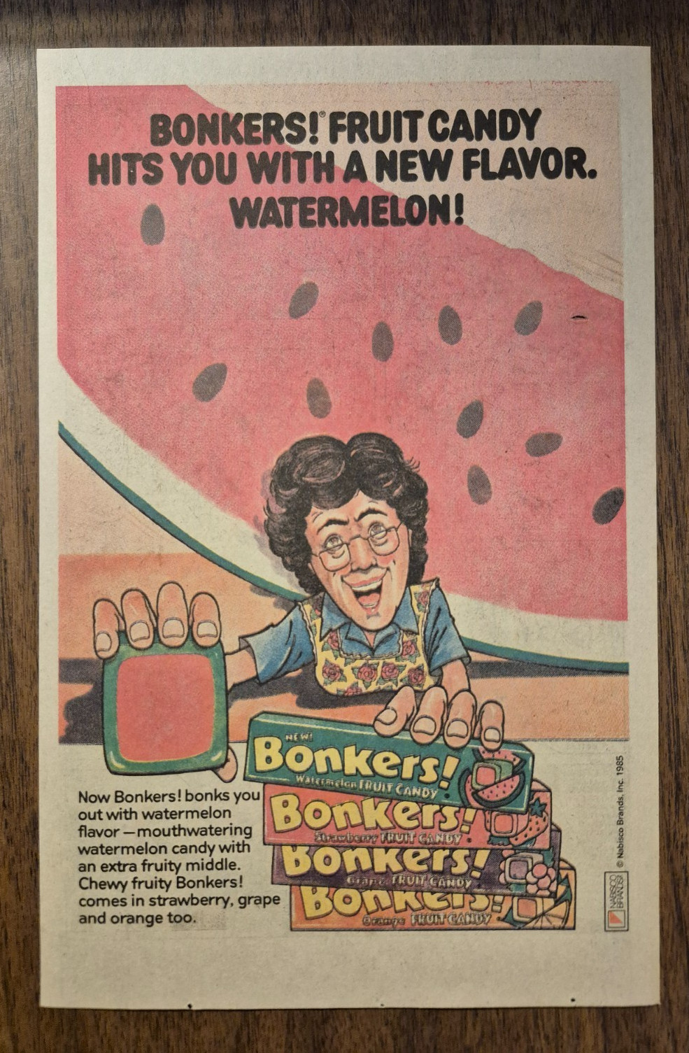 1985 BONKERS Watermelon Fruit Candy Nabisco Foods - Vintage Print Ad/Ad Page