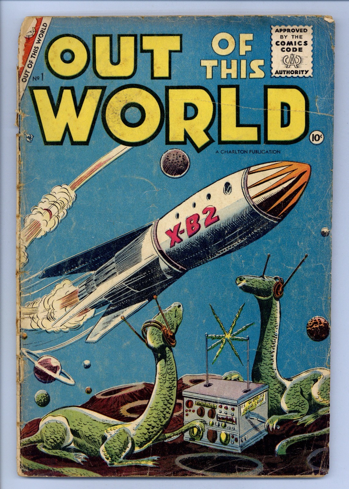 OUT OF THIS WORLD 1 (G+) science fiction fantasy ALIENS 1956 Charlton Comic n158