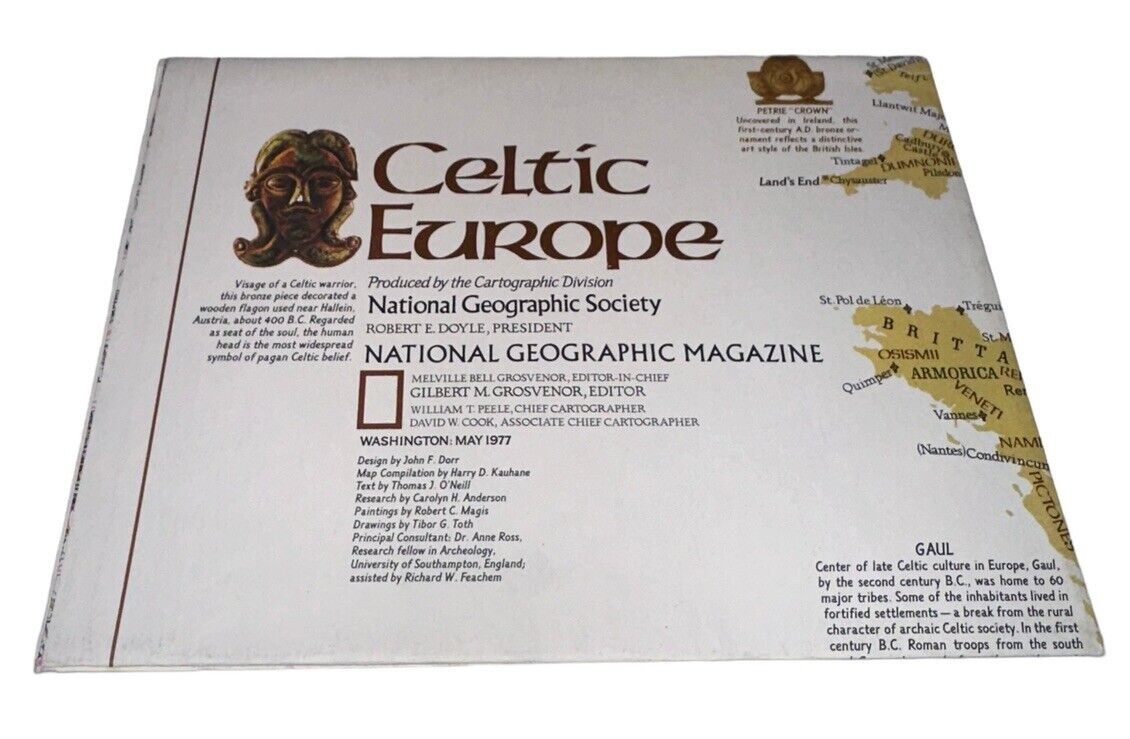 National Geographic May 1977 Map/ Poster Celtic Europe History