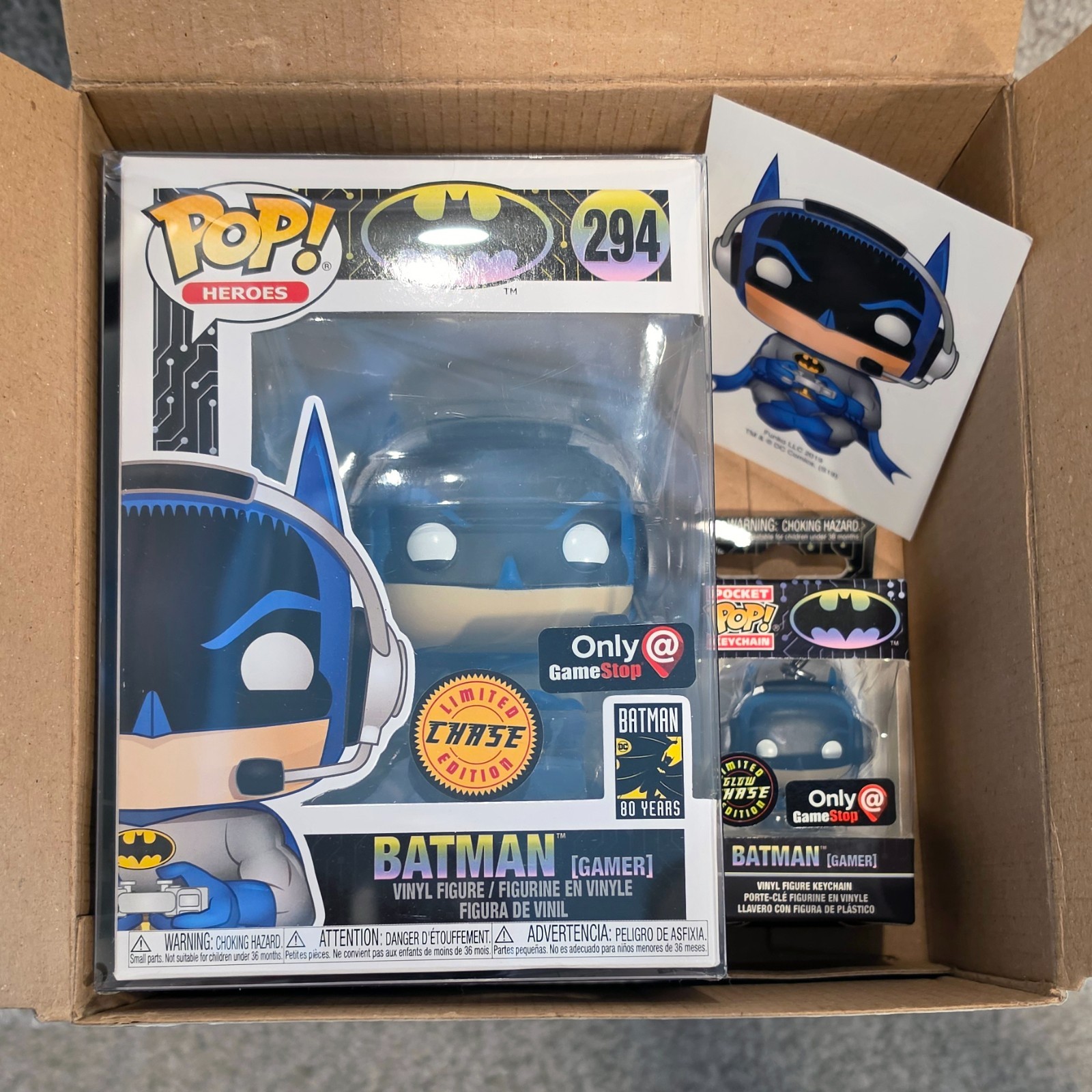Funko Pop Batman Gamer 294 GameStop Exclusive Chase DC Super Heroes Vinyl Figure
