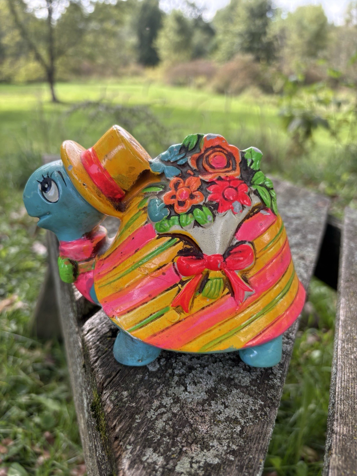 Vintage 1968 Holiday Fair Japan Psychedelic Turtle Bank Piggy Bank with Stopper Vintage 1968 Holiday Fair Japan Psychedelic Turtle Bank Piggy Bank with Stopper