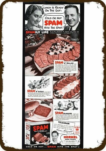 1941 SPAM HORMEL FOODS Lunch Meat Vintage Look DECORATIVE METAL SIGN - SPAMILY L 1941 SPAM HORMEL FOODS Lunch Meat Vintage Look DECORATIVE METAL SIGN - SPAMILY L