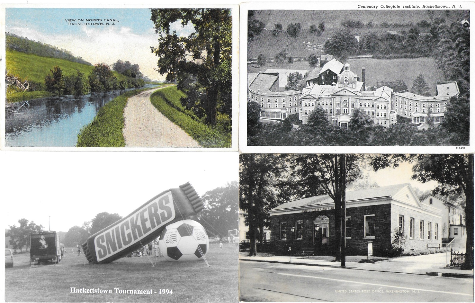 4 NEW JERSEY- 3 HACKETTSTOWN - MORRIS CANAL / COLLEGE / RPPC SOCCER & WASHINGTON