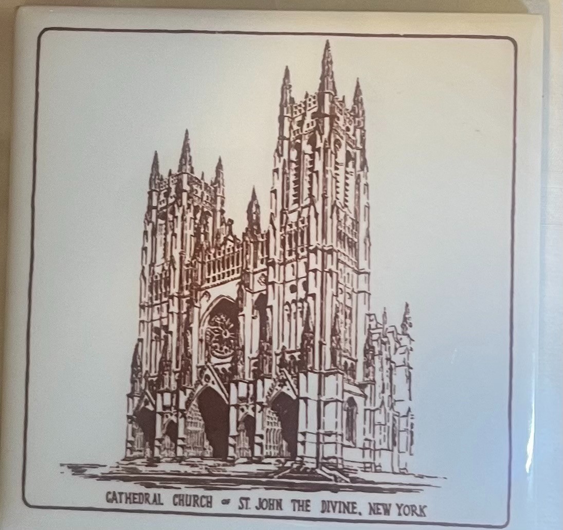 Vintage Ceramic Tile of the Cathedral Church of St. John the Divine in New York
