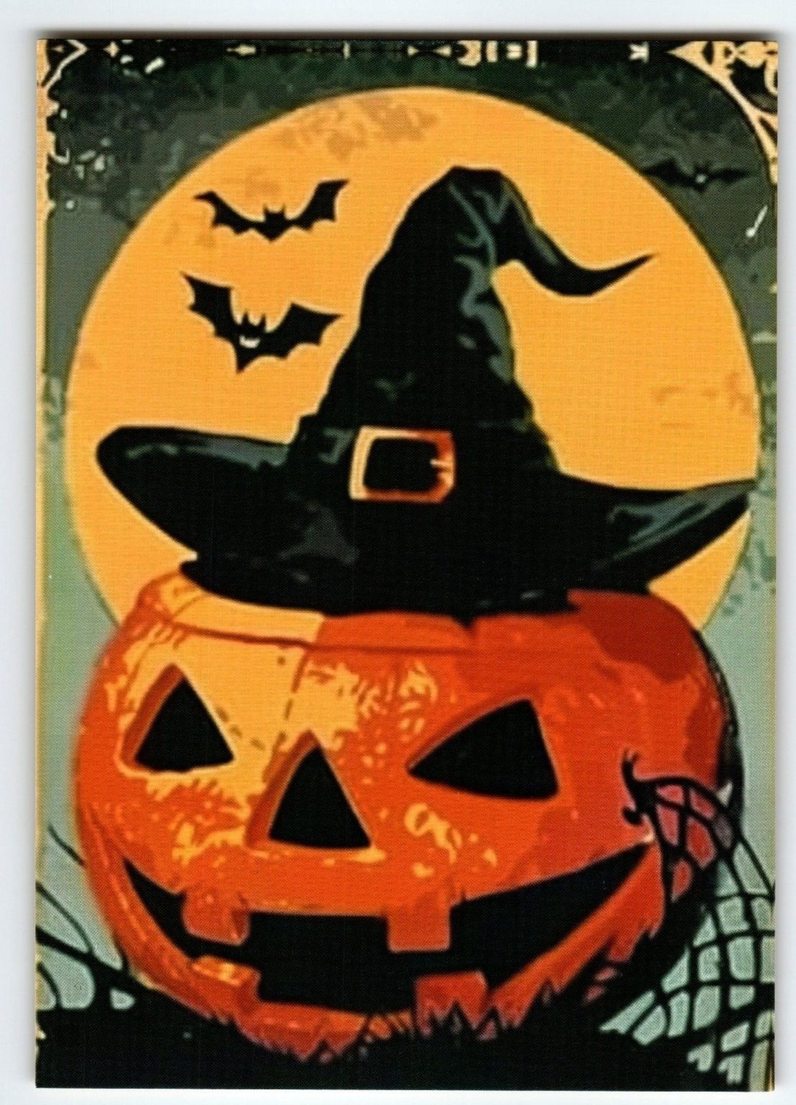 Vintage Halloween Postcard Jack O'Lantern with Witch Hat & Bats Vintage Halloween Postcard Jack O'Lantern with Witch Hat & Bats