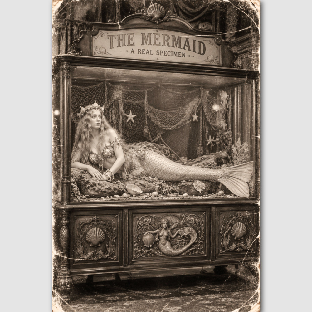 Old Photo Print Circus Mermaid Vintage Freak Oddity Preformer Odd Sideshow 324