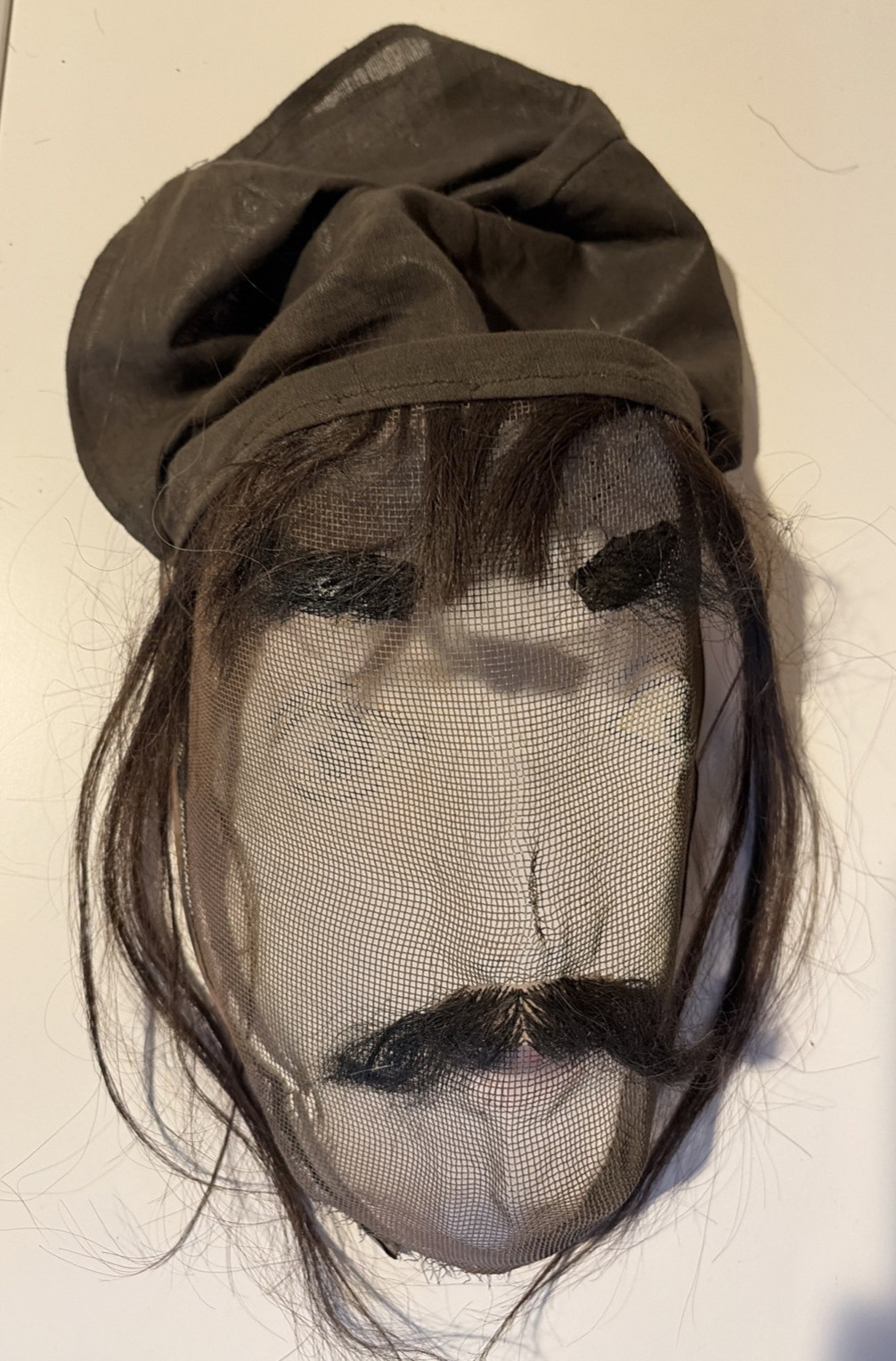 Antique Odd Fellows Ceremonial Mask Hand Painted Wire Mesh C. 1900