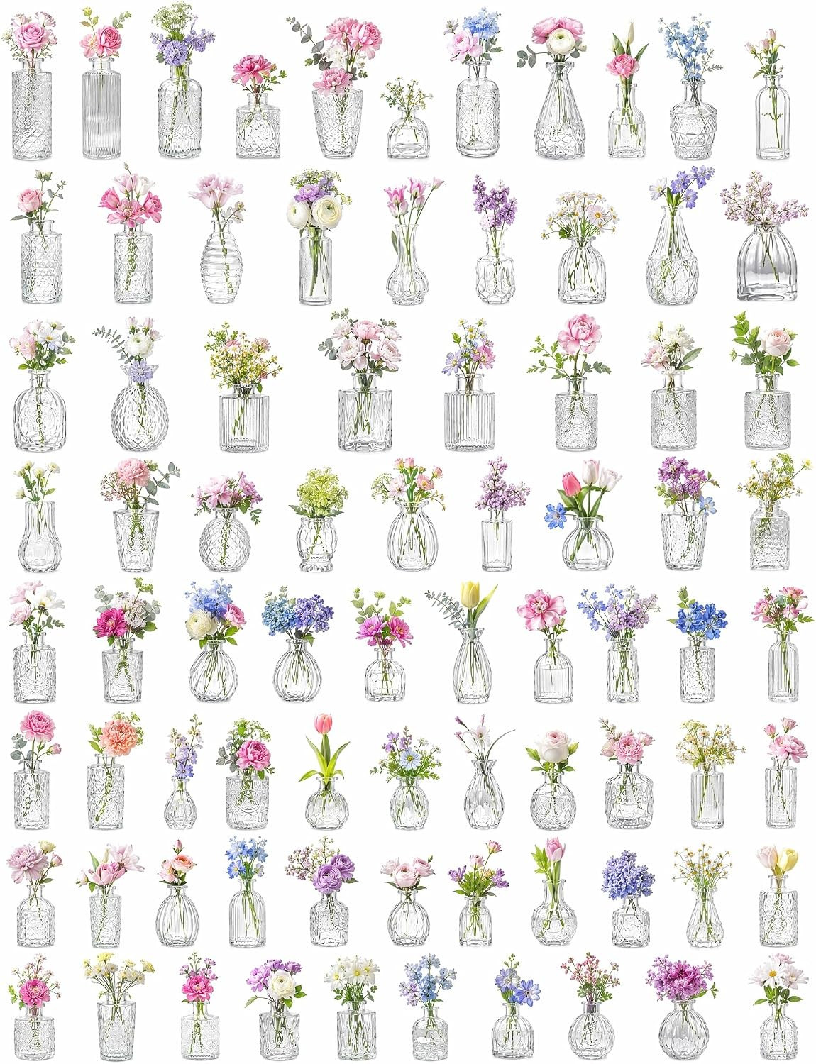 84 PCS Clear Glass Bud Vases Small Vintage Centerpieces 84 PCS Clear Glass Bud Vases Small Vintage Centerpieces