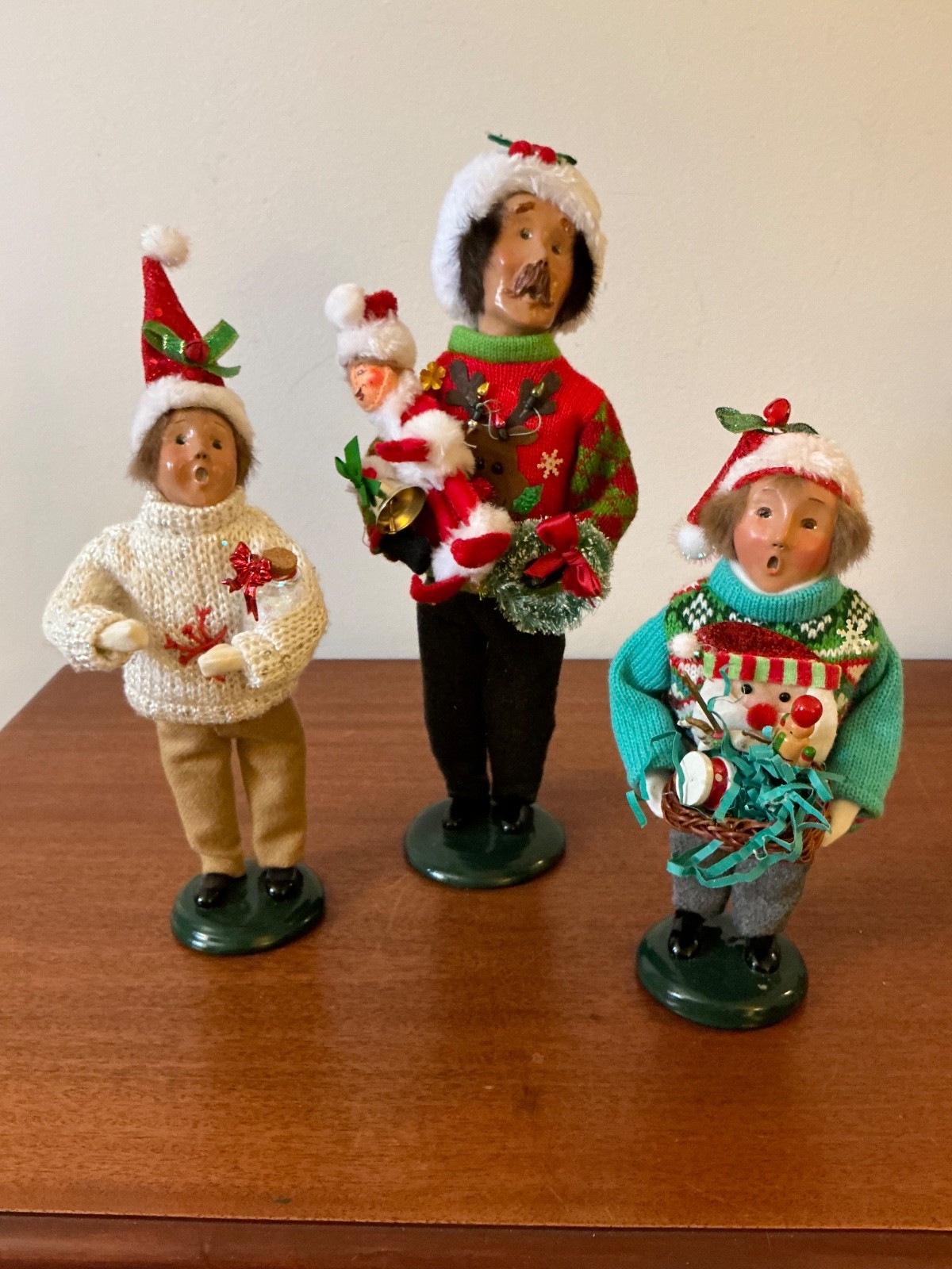 Byers Choice Re-dressed Ugly Sweater Man & 2 Kids - Great Byers Choice Re-dressed Ugly Sweater Man & 2 Kids - Great