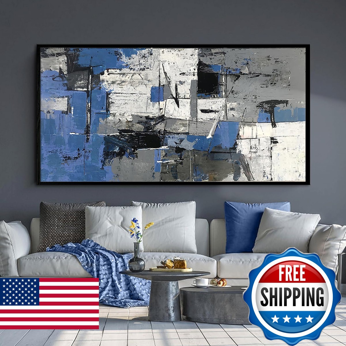 Blue Abstract Canvas Wall Art 24\