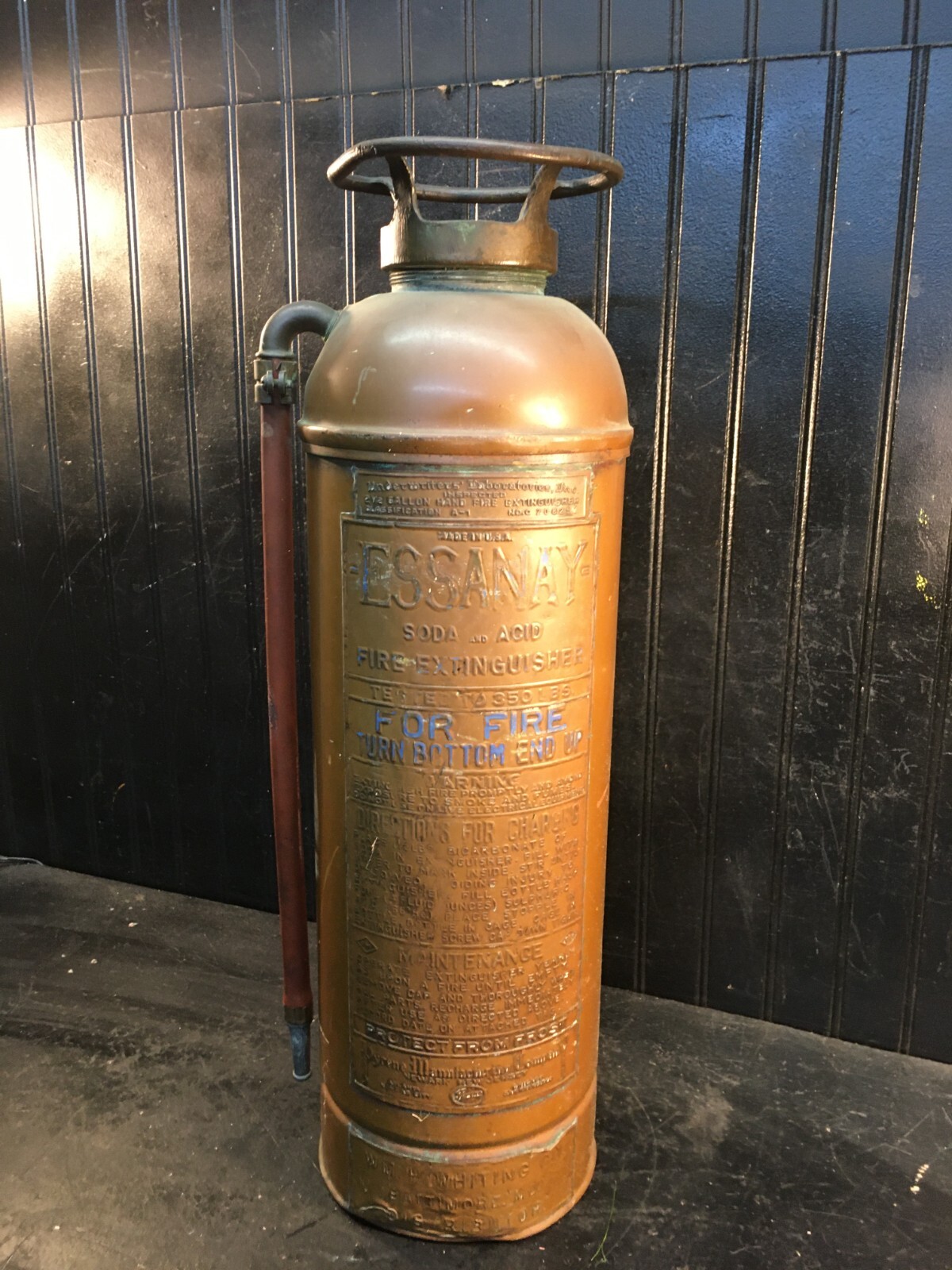 Vintage Copper & Brass ESSANAY Fire Extinguisher EMPTY