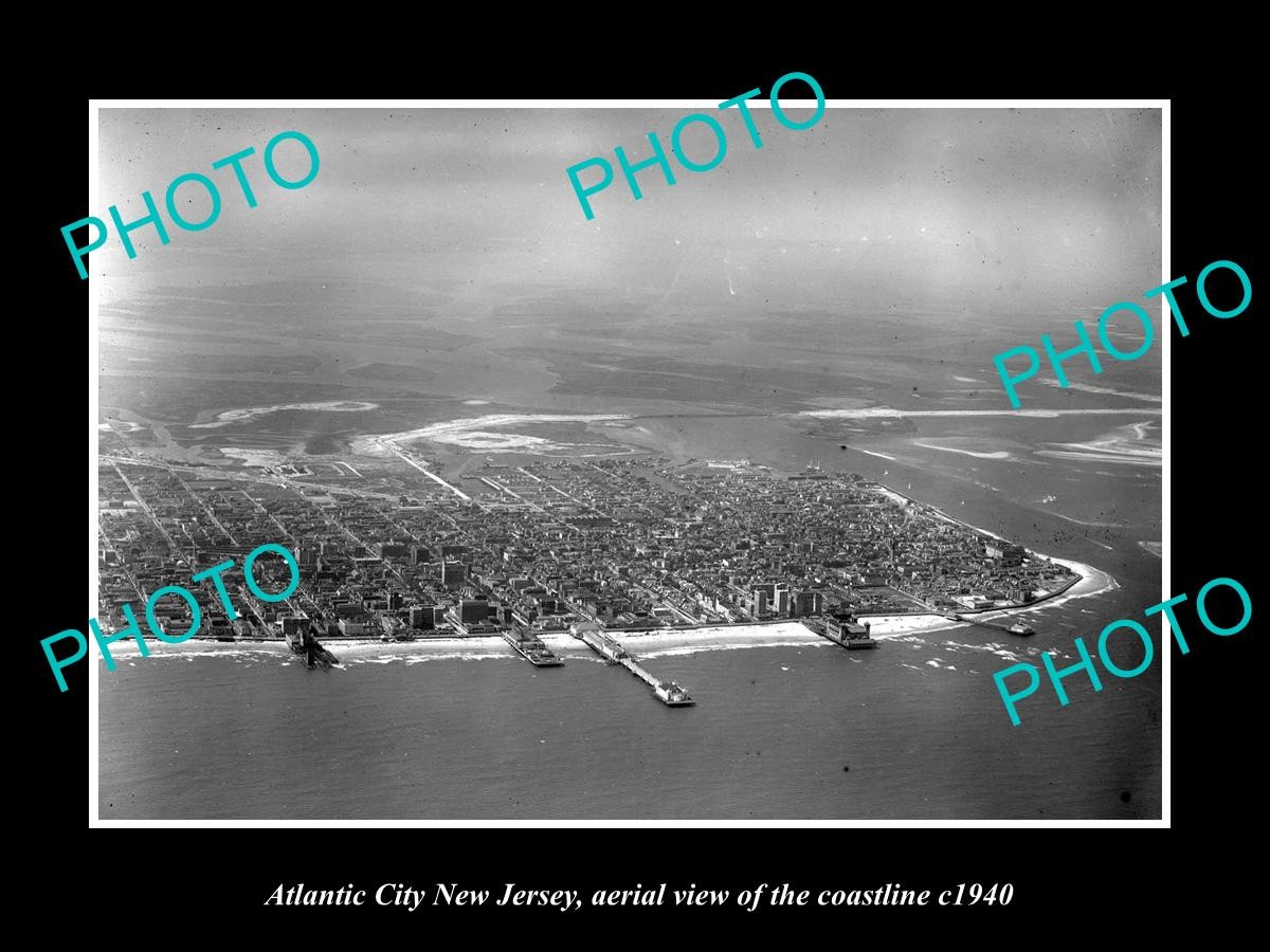 Atlantic City New Jersey Aerial Of Coastline 1940 4 Large Historic Old Photo