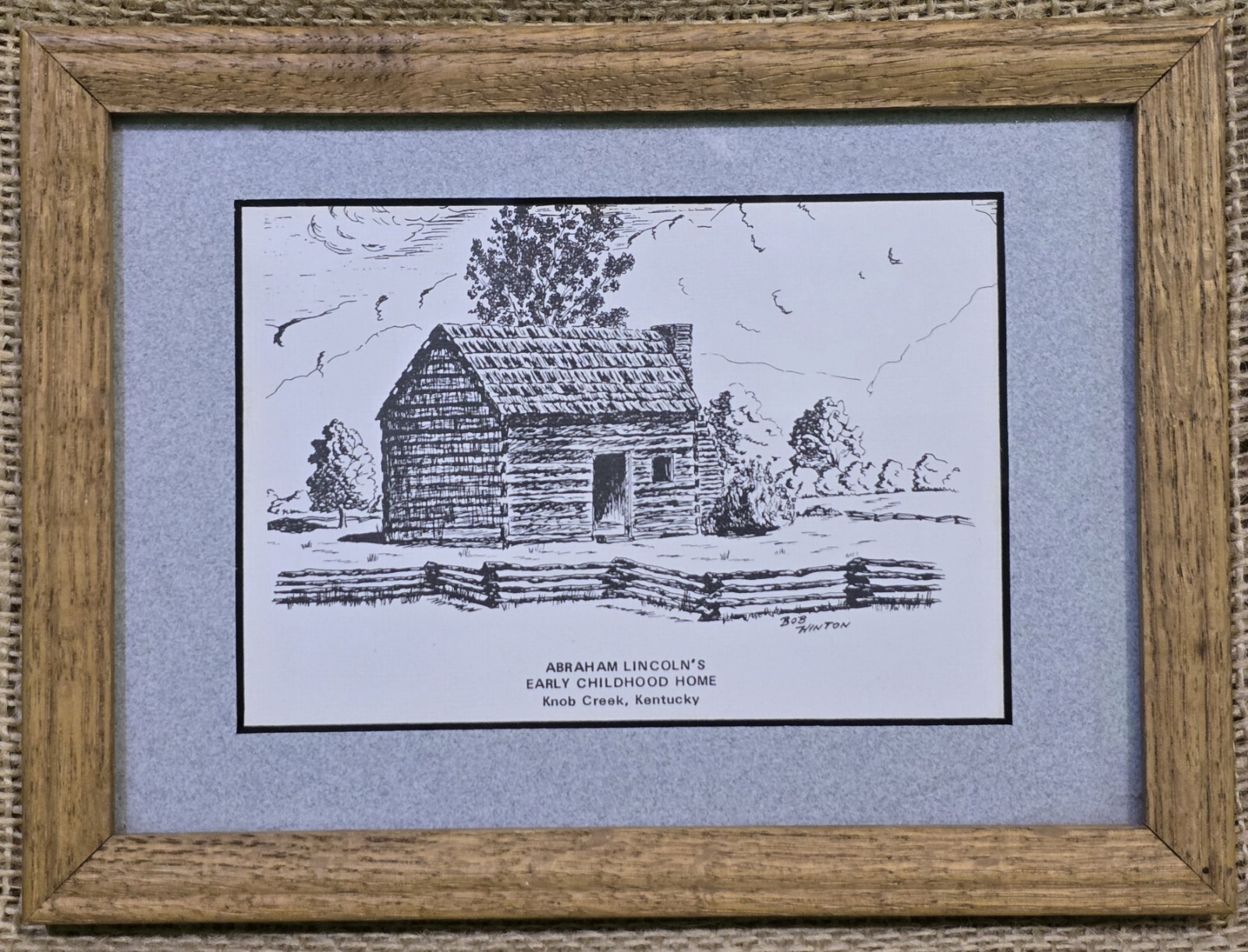 ABRAHAM LINCOLN'S EARLY CHILDHOOD HOME KNOB CREEK, KY 6×8 Framed Bob Hinton VTG