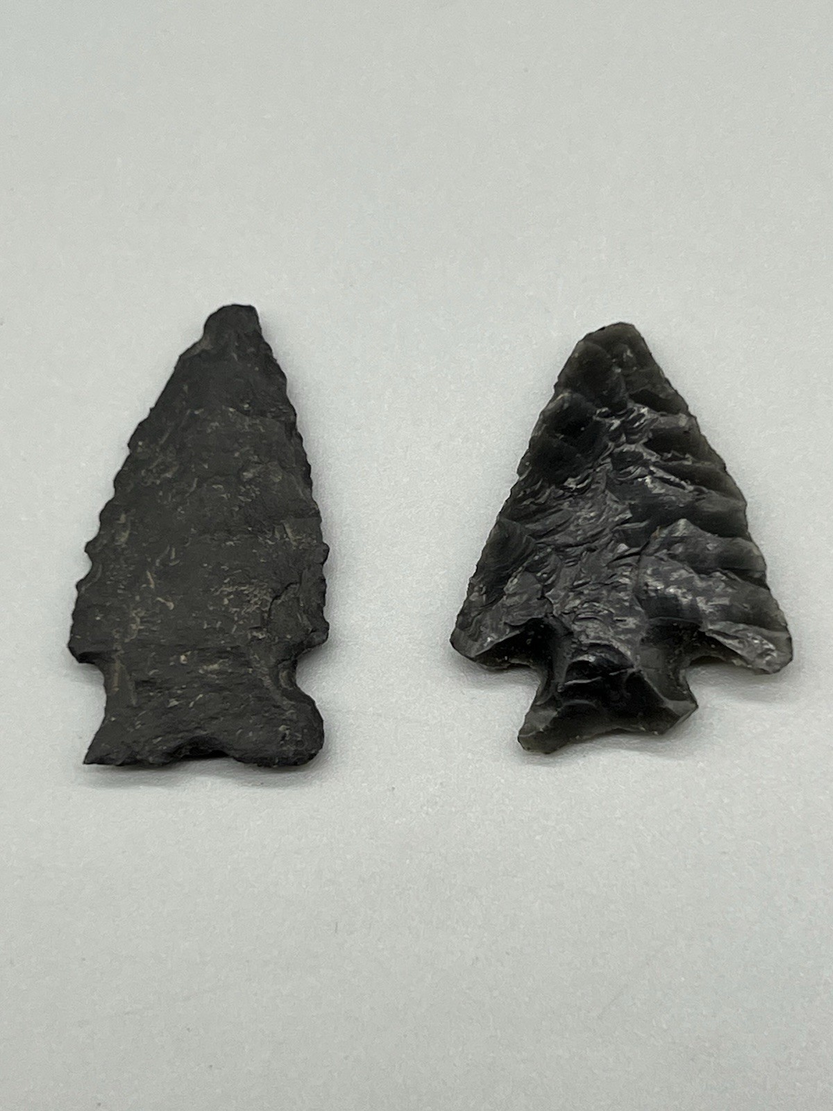 2 Ancient Northwest Nevada Paiute Basalt & Obsidian Arrowheads