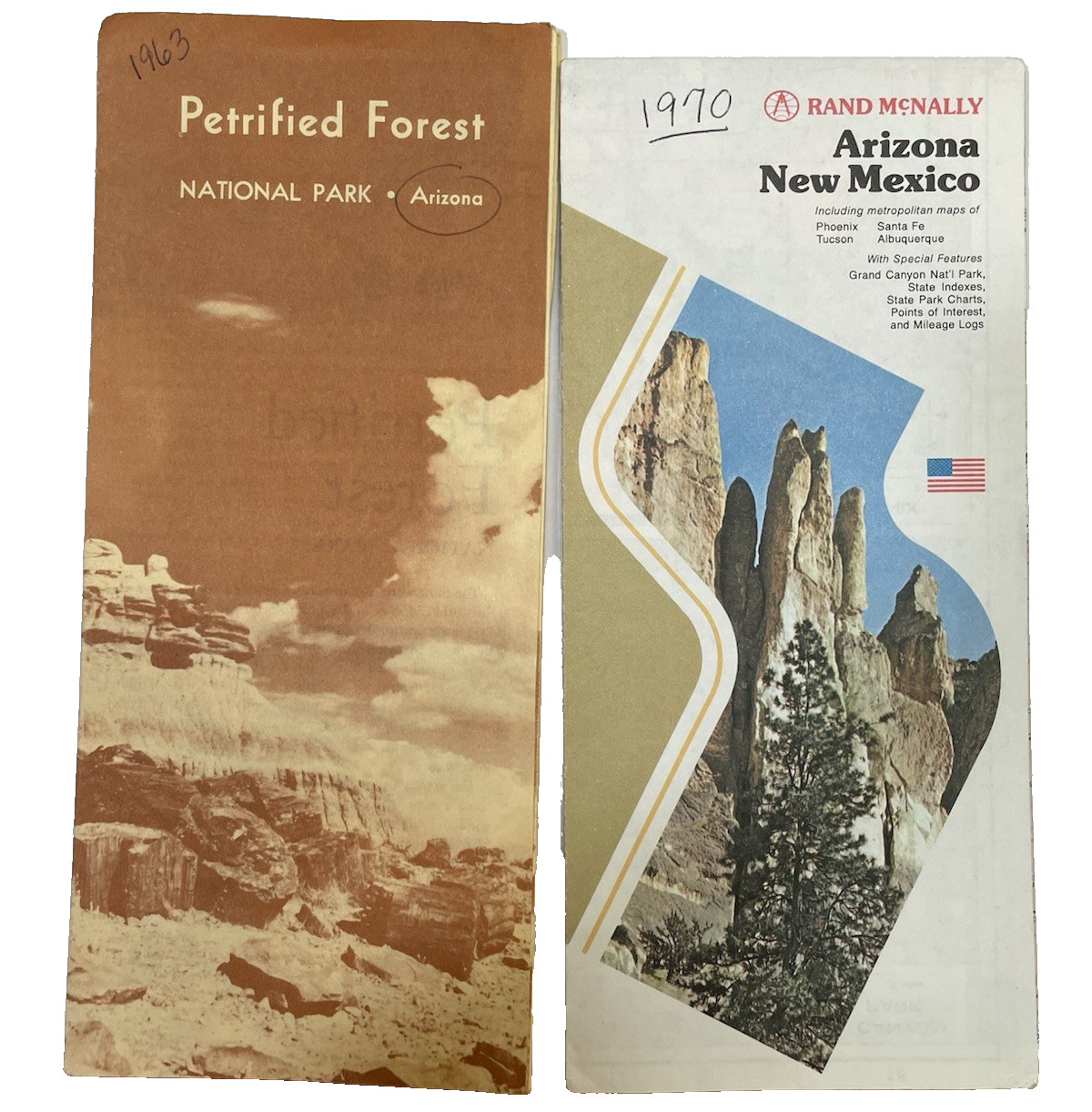 1963 Petrified Forest Nat\'l Park AZ Rand McNally AZ and NM Original Map 1970 vtg