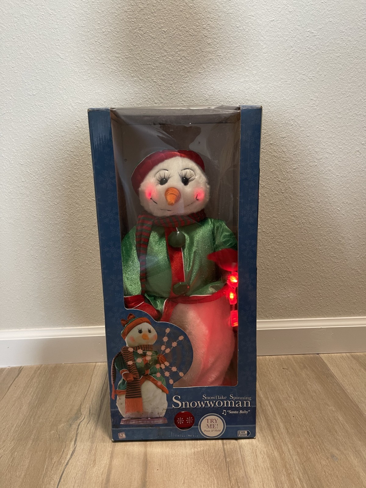 2004 Gemmy Snowflake Spinning Snowwoman Animated Christmas Decoration Box Tested