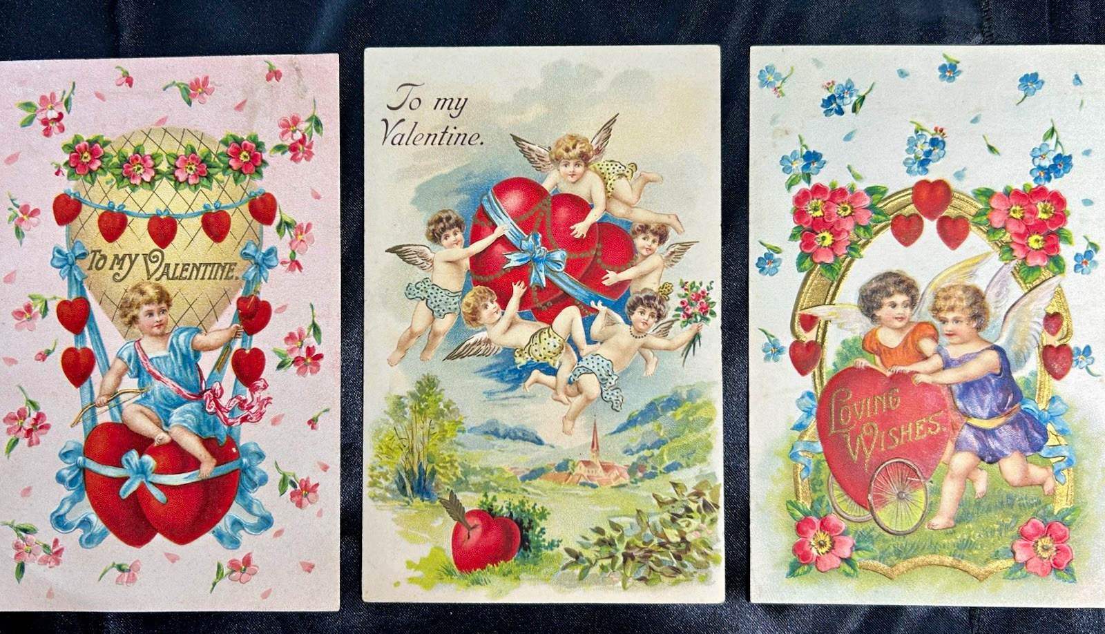 Vintage Valentine’s Day Postcards Lot of 3 Cupid Hearts \