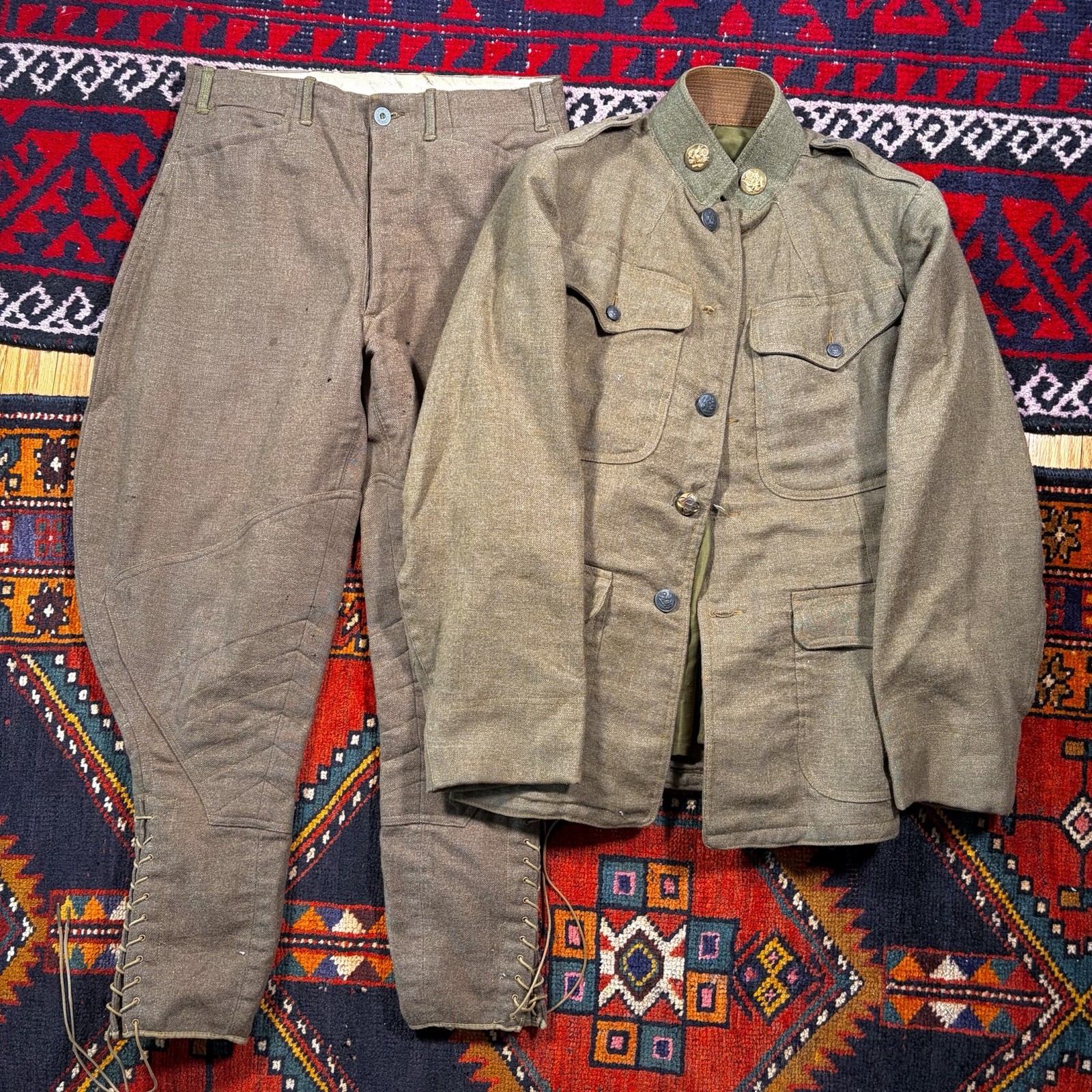 Vintage 1910s WWI Uniform U.S. Army Tunic & Trousers Military M1917 Sz. 38R, 30 Vintage 1910s WWI Uniform U.S. Army Tunic & Trousers Military M1917 Sz. 38R, 30