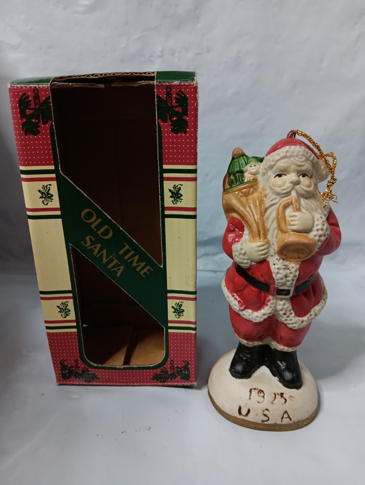 Vintage 1925 U.S.A. Santa Claus Ceramic Figurine Christmas Holiday Decoration 5\