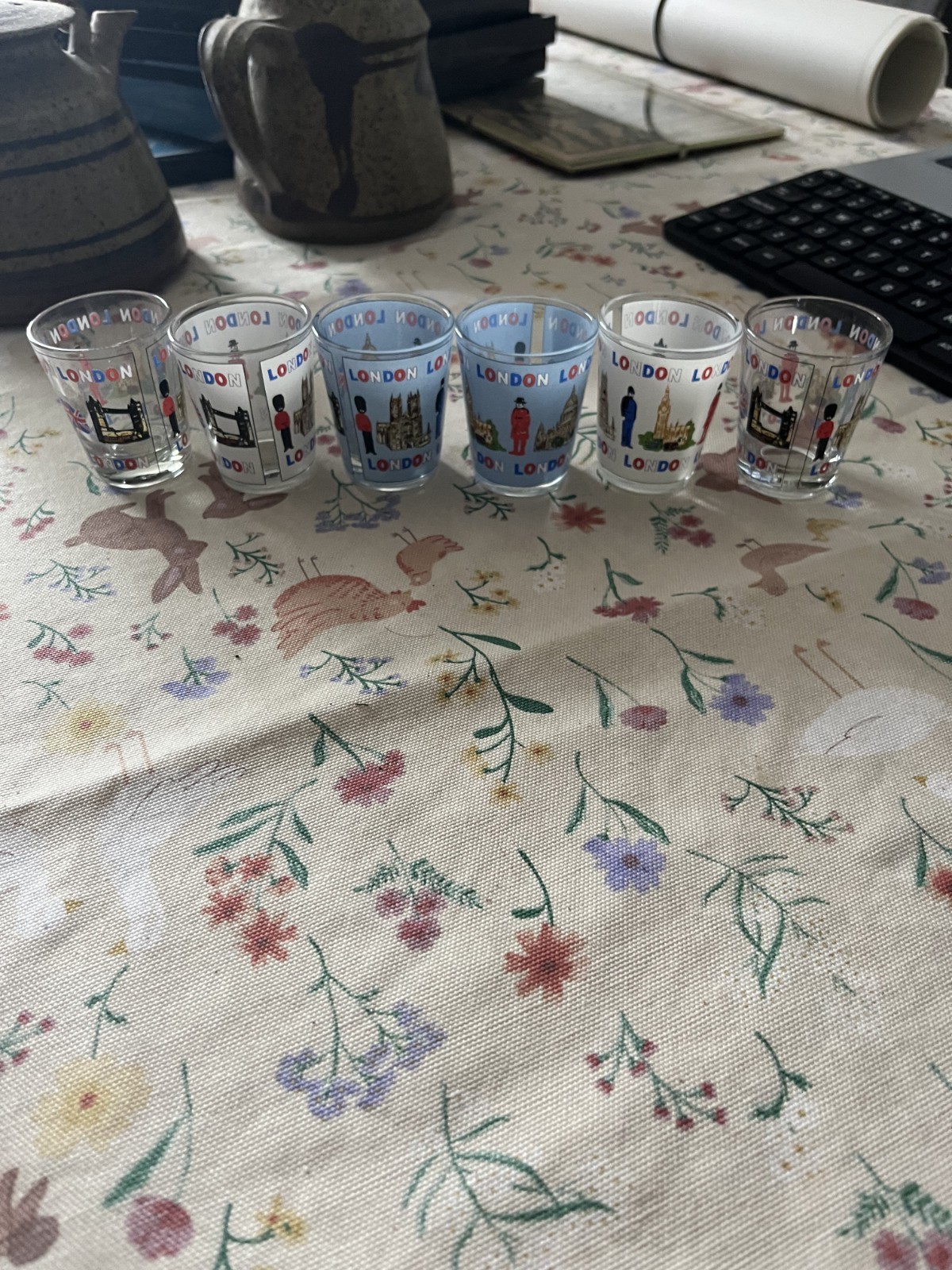 Vintage London Scenes Set of Six Shot Glasses London Landmarks Souvenir