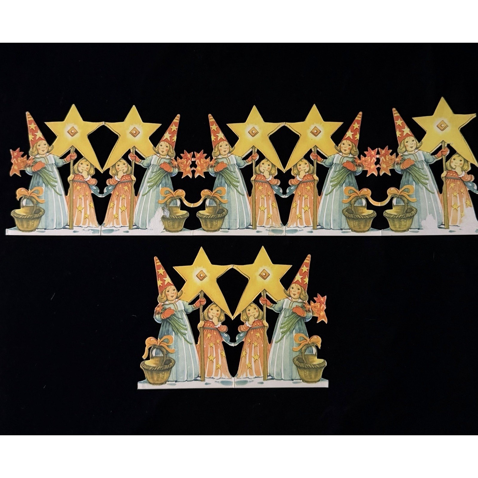 Vintage 50s Paletti Double Sided Die cut Fold Out Swedish Starboy Christmas READ