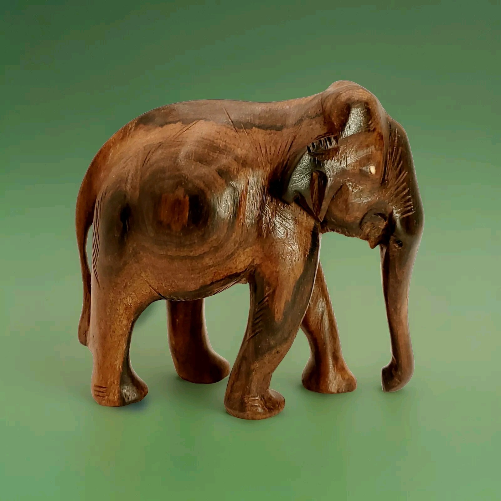 Vtg Hand Carved Hard Wood African Elephant Figurine Vtg Hand Carved Hard Wood African Elephant Figurine