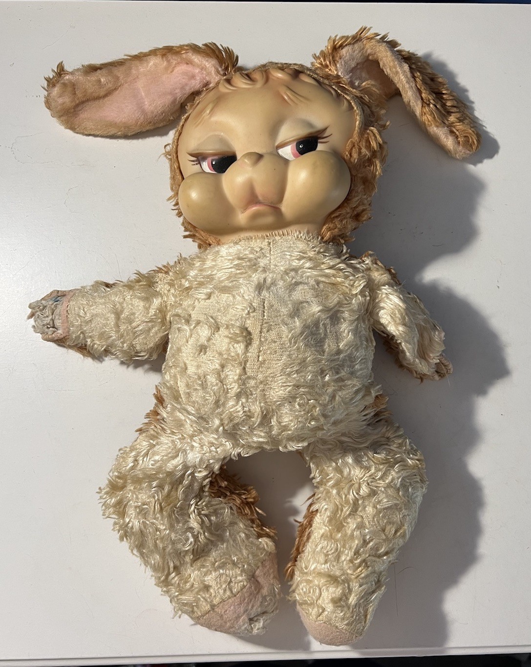 Vintage Rushton Star Rubber Face Sad Bunny Doll READ DESC Vintage Rushton Star Rubber Face Sad Bunny Doll READ DESC
