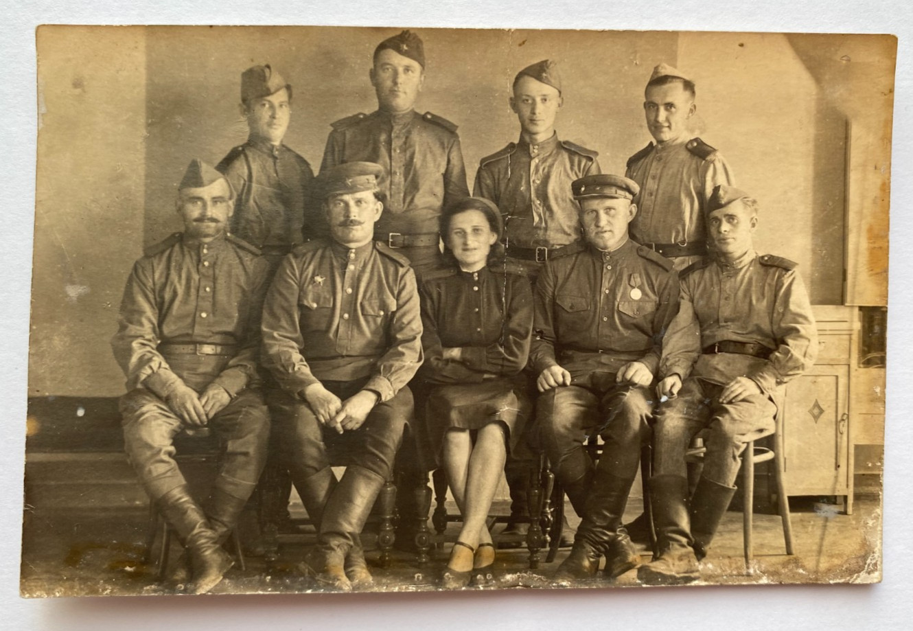 Handsome young men soldiers affectionate guys military Vintage Photo