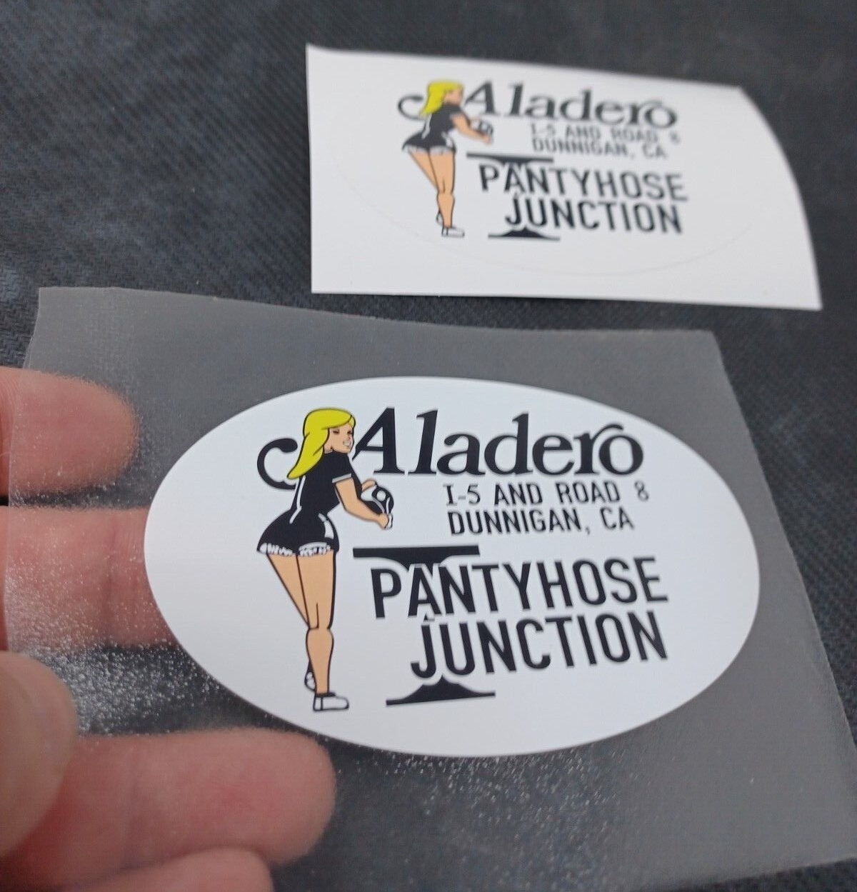 peterbilt kenworth aladero pantyhose junction dunnigan ca truck stop decals x 2