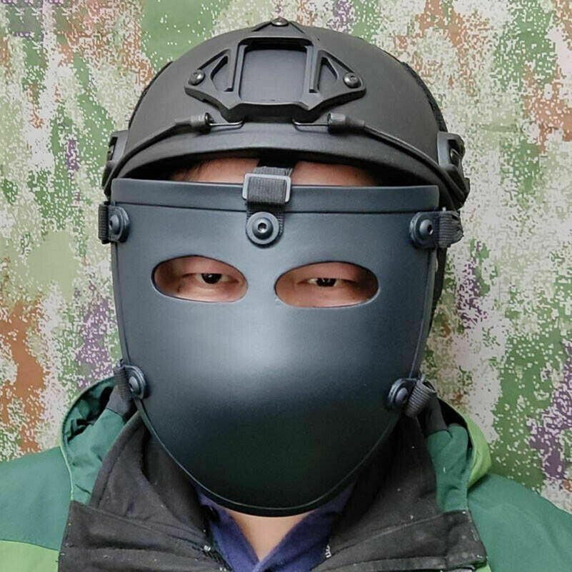 Aramid Fiber IIIA Ballistic Shield Mask - Black Bulletproof Face Guard