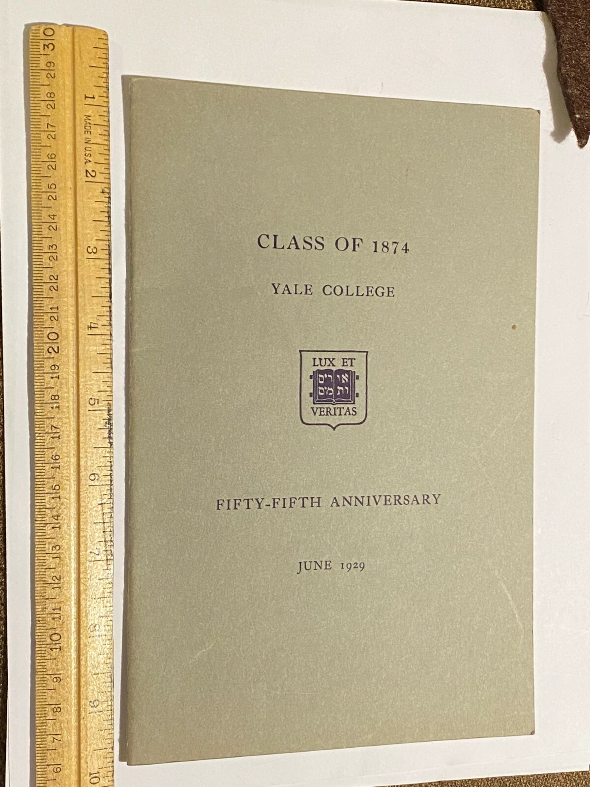 1929 YALE COLLEGE UNIVERSITY BOOK PROGRAM - CLASS OF 1874 - 55TH ANNIVERSARY WOW