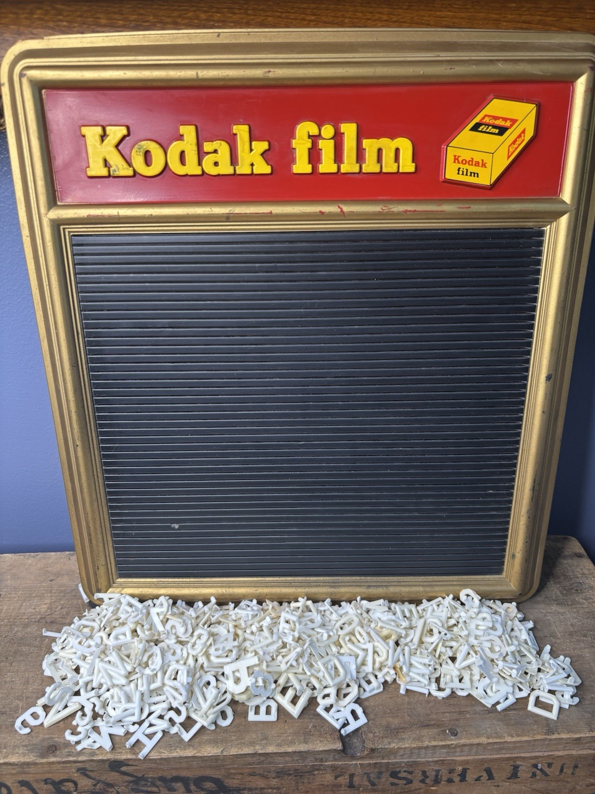 Vintage Original Kodak Film Letter Board Sign Store Display w/Letters Easel Back