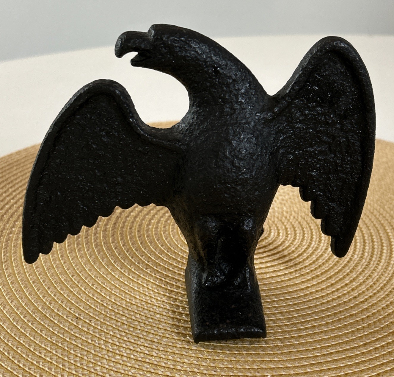 Antique Black Cast Iron Eagle Figurine Snow Bird Roof Snow Guard Doorstop 1900